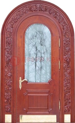 Толстая металлическая арочная дверь со стеклом ДА-20 в Сургуте