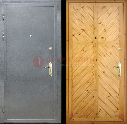 Серая металлическая дверь с евровагонкой ДЕ-12 в Волоколамске