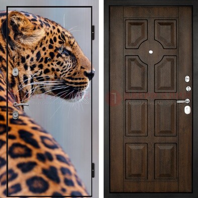 Металлическая дверь с фотопечатью леопарда ДФ-26 в Волоколамске
