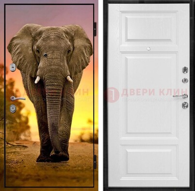Металлическая дверь с фотопечатью слона ДФ-30 в Волоколамске