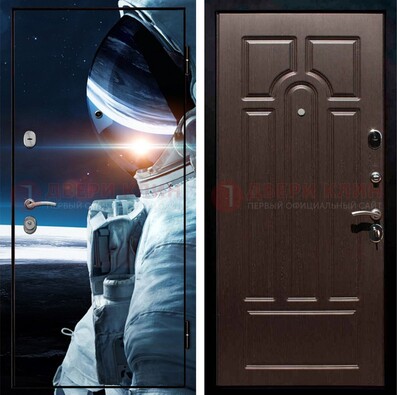 Синяя стальная дверь с фотопечатью ДФ-4 в Волоколамске