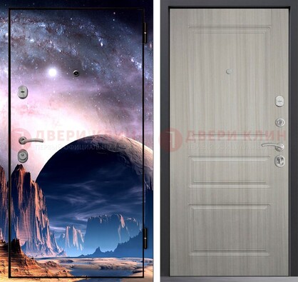 Железная дверь с фотопечатью космоса и планеты ДФ-50 в Волоколамске