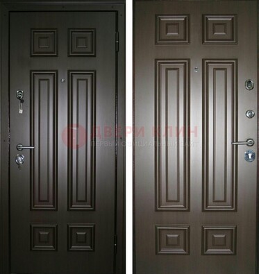 Темная металлическая дверь с МДФ ДМ-136 в квартиру в Волоколамске