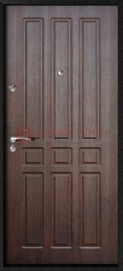 Темная железная дверь с МДФ ДМ-141 в панельный дом в Волоколамске