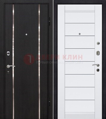 Черная входная дверь с МДФ и декоративными вставками ДМ-143 в Волоколамске