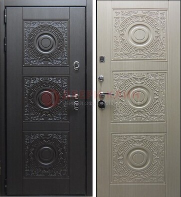 Темная стальная дверь с МДФ ДМ-161 для коттеджа в Волоколамске