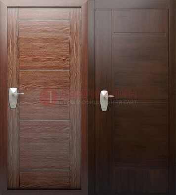 Коричневая железная дверь с МДФ ДМ-165 в каркасный дом в Волоколамске