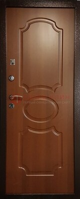 Коричневая металлическая дверь с МДФ ДМ-177 на крыльцо в Волоколамске