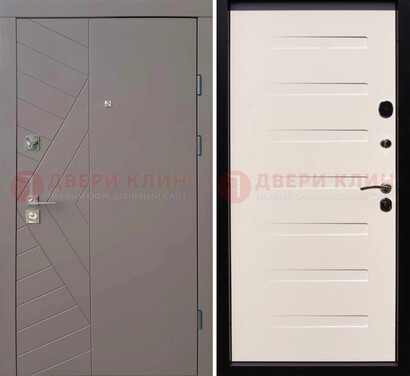 Светло-серая стальная филенчатая дверь с МДФ ДМ-199 в Волоколамске