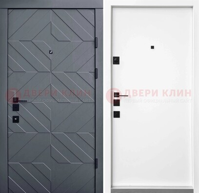 Темная уличная дверь с филенчатой МДФ внутри ДМ-205 в Волоколамске