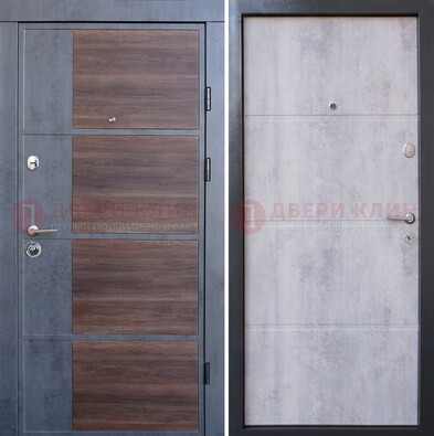 Темная железная филенчатая дверь с терморазрывом и МДФ ДМ-211 в Волоколамске
