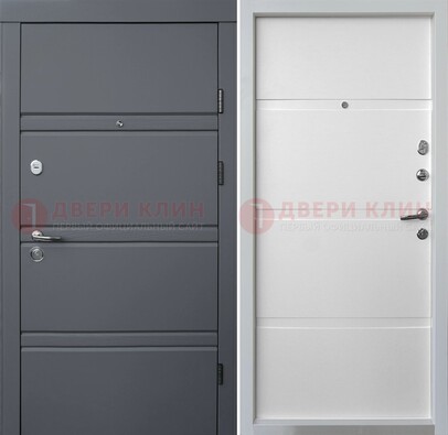 Черная входная филенчатая дверь со светлой МДФ ДМ-220 в Волоколамске
