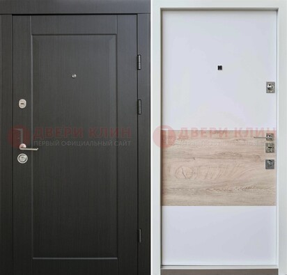 Черная металлическая дверь с резной МДФ Итальянский орех ДМ-230 в Волоколамске