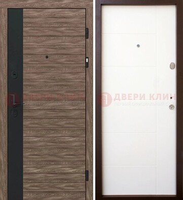 Темная металлическая филенчатая дверь c МДФ Беленый дуб ДМ-239 в Волоколамске