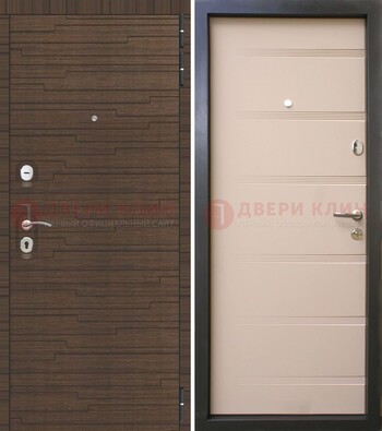 Светлая железная дверь c фрезерованной МДФ ДМ-248 в Волоколамске