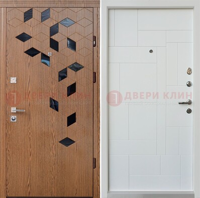 Металлическая белая дверь c МДФ Махагон ДМ-256 в Екатеринбурге