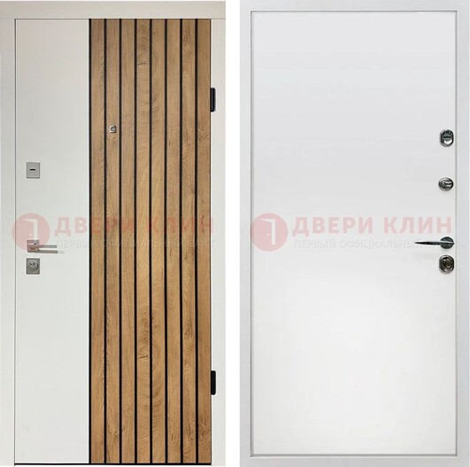 Белая с коричневой вставкой филенчатая дверь МДФ ДМ-278