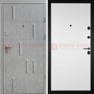 Стальная дверь Темный орех с фрезерованной МДФ Белый ясень ДМ-280 в Екатеринбурге