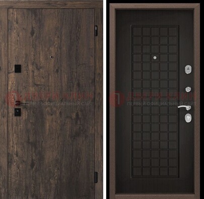 Металлическая коричневая дверь с МДФ Капучино внутри ДМ-286 в Волоколамске