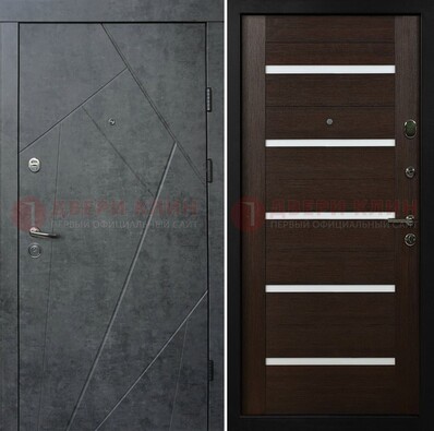 Металлическая коричневая дверь с филенчатой МДФ внутри ДМ-289 в Волоколамске