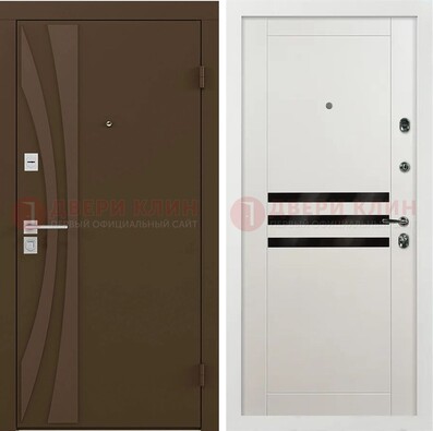 Темная стальная коричневая дверь с МДФ панелями ДМ-293 в Екатеринбурге