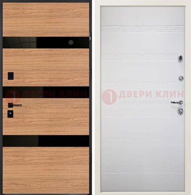 Металлическая темная дверь с МДФ в цвете Итальянский орех ДМ-312 в Волоколамске