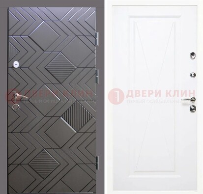 Железная темная дверь с МДФ в цвете Шоколад внутри ДМ-314 в Волоколамске