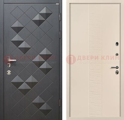 Темная металлическая дверь с МДФ в цвете Махагон ДМ-319 в Волоколамске