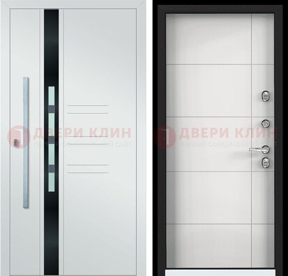 Металлическая филенчатая дверь в коричневом цвете с МДФ ДМ-323 в Волоколамске