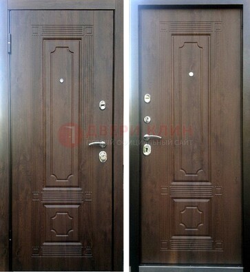 Коричневая металлическая дверь с МДФ ДМ-32 на дачу в Волоколамске