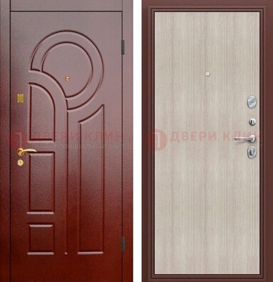 Красная металлическая дверь с МДФ панелями ДМ-368 в Волоколамске