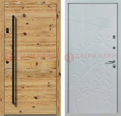 Металлическая дверь с МДФ в светлом цвете ДМ-412 в Волоколамске