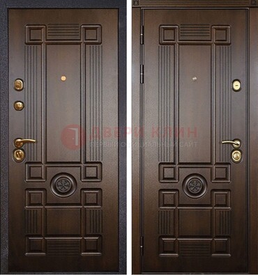 Квартирная коричневая железная дверь с МДФ ДМ-45 в Волоколамске