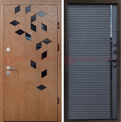 Квартирная стальная дверь МДФ хайтек с узором ДМ-468 в Мурино