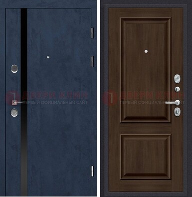 Синяя входная дверь МДФ с обеих сторон ДМ-473 в Шатуре