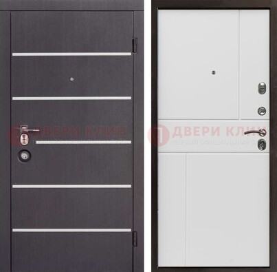 Темная стальная дверь с белыми вставками с МДФ ДМ-482 в Волоколамске