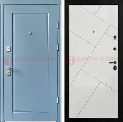 Синяя железная дверь с МДФ панелями ДМ-491 в Волоколамске