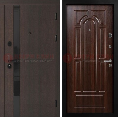 Темная входная дверь с МДФ панелями в квартиру ДМ-499 в Волоколамске