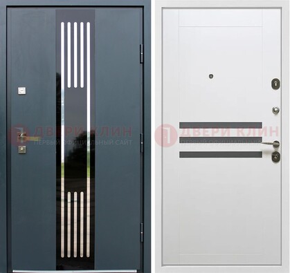 Темная квартирная дверь с разными МДФ ДМ-504 в Волоколамске