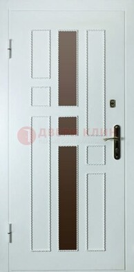 Белая стальная дверь с МДФ и декоративными вставками ДМ-62 в Волоколамске
