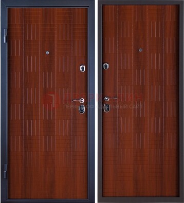 Коричневая стальная дверь с МДФ ДМ-81 для частного дома в Волоколамске