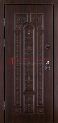 Темная металлическая дверь с массивом дуба ДМД-20 в Волоколамске