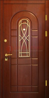Коричневая входная дверь с массивом дуба с рисунком ДМД-33 в Волоколамске