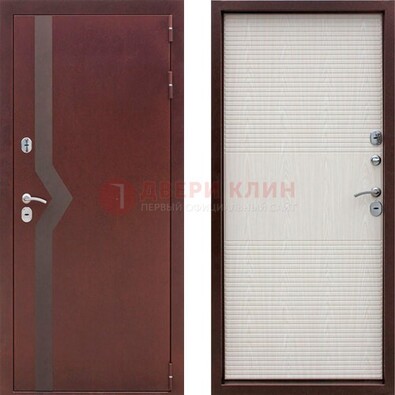 Бордовая металлическая дверь с порошковым напылением ДП-100 в Волоколамске