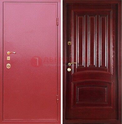 Красная металлическая дверь с порошковым напылением ДП-165 в Волоколамске
