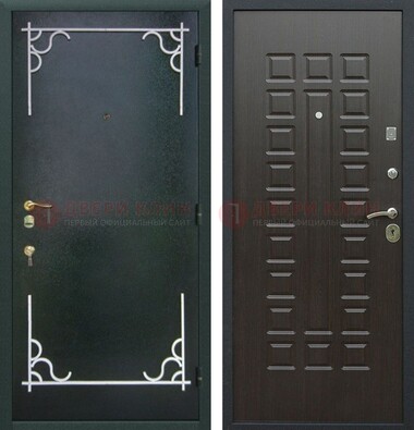 Темная входная дверь с порошковым покрытием и МДФ венге ДП-223 в Мурино