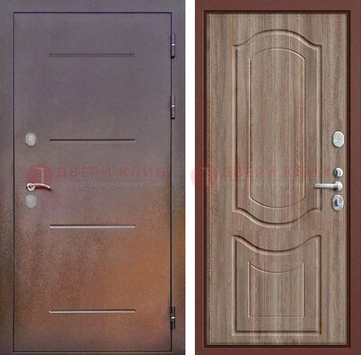 Стальная дверь с порошковым покрытием с коричневой МДФ ДП-226 в Волоколамске