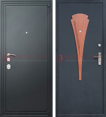 Черная железная дверь с порошковым покрытием и накладкой МДФ внутри ДП-245 в Сочи