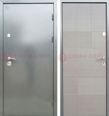 Металлическая серая дверь с порошковым покрытием и МДФ Белый ясень ДП-250 в Волоколамске