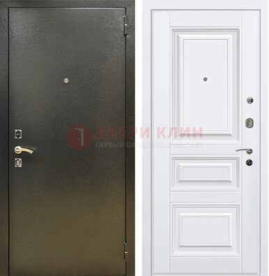 Железная темно-серая дверь с порошковым напылением и белой МДФ ДП-274 в Волоколамске